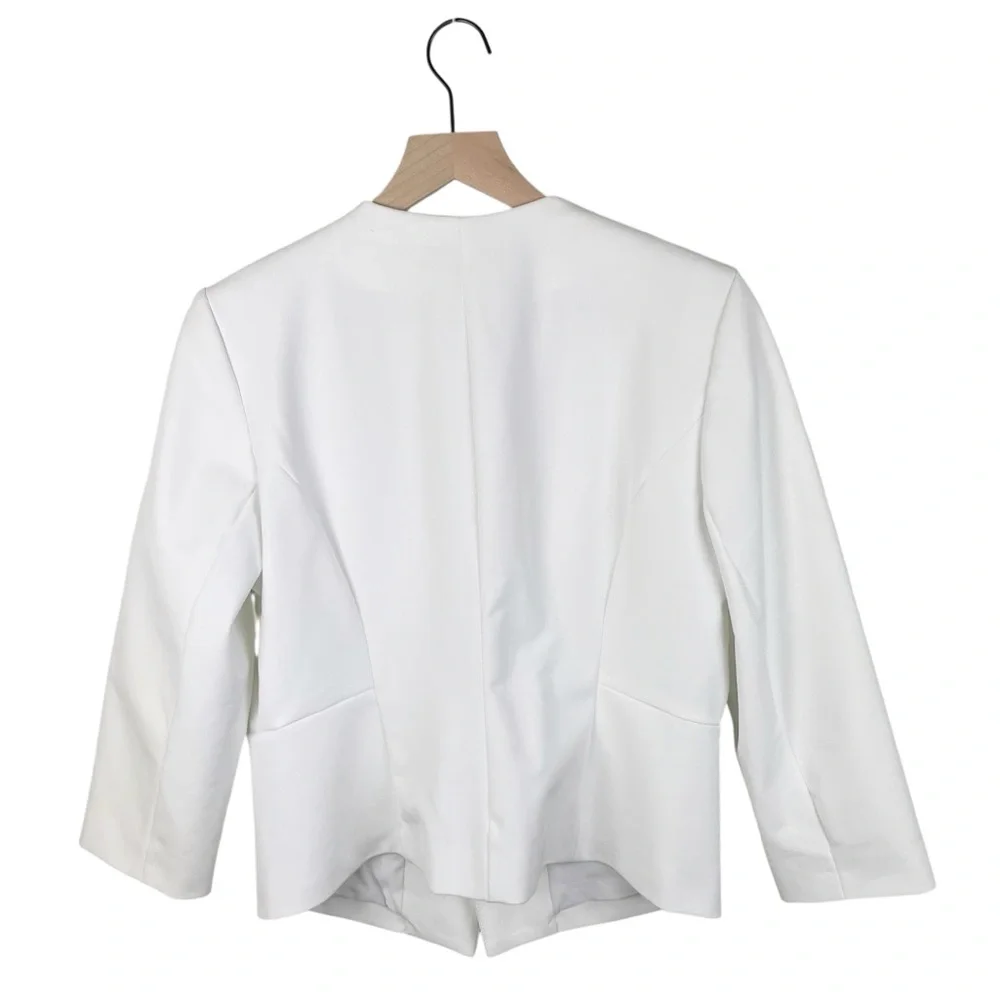 NEW Express Zip Pocket Cutaway Blazer Womens Size 14 Solid White Business Office